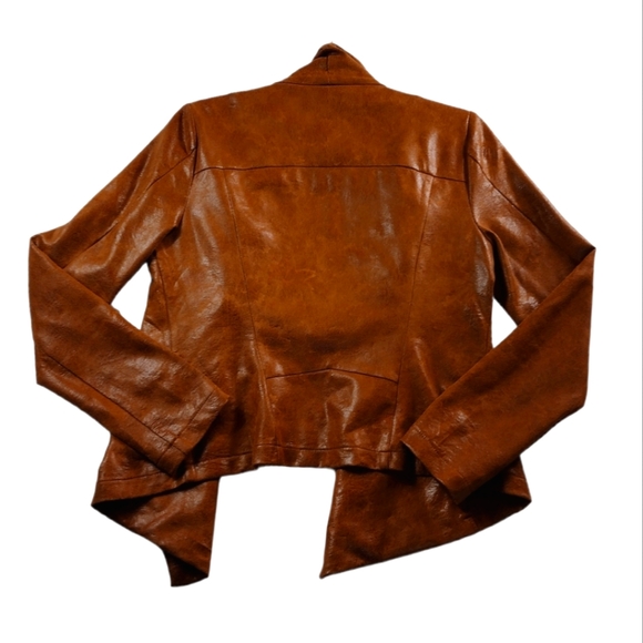 Skies Are Blue Faux Leather Open Front Waterfall Jacket Size S - Picture 4 of 6